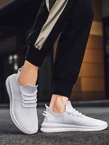 Men's Low-Top Breathable, Lightweight, Non-Slip, Wear-Resistant, Outdoor, Four Seasons Fashion All-Match Men's Shoes Running Shoes Sports Shoes - trắng - Xem 4