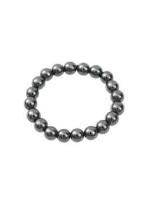 1pc Elastic Magnetic Bead & Black Stone Bracelet, Fashionable & Simple Design Suitable For Women Daily Wear
