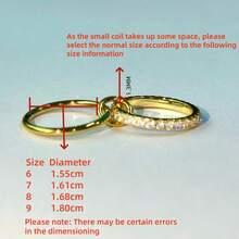 VKHK 1pc Luxury 18K Gold Plated Stainless Steel Double Layer Circular Linked Colorful Zirconia Decor Single Ring, Suitable For Women Daily Wear And Wedding, Gift - Multicolor - View 3