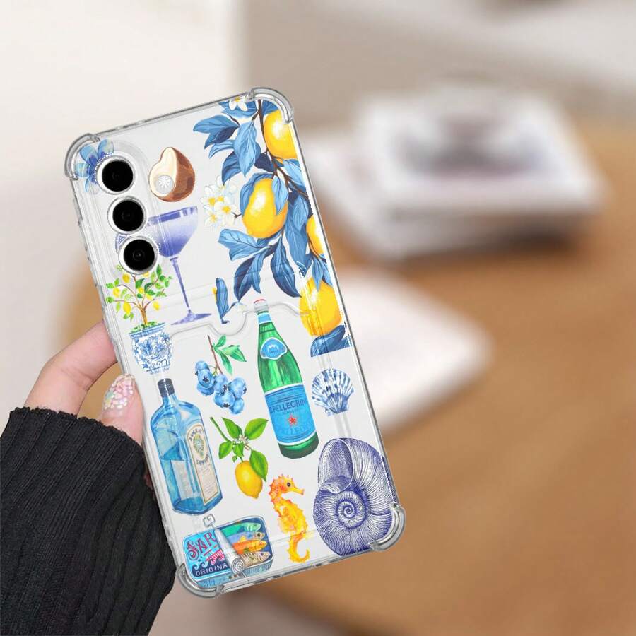 Funda para móvil con tarjetero y diseño artístico. Compatible con phone 16, 15, 14, 13, 12 Pro y 14, 15, 16 Plus. TPU transparente y suave con protección anticaídas en las cuatro esquinas. - transparente - Ver 1