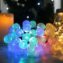 1包10/20/40/80颗LED水晶球串灯,电池供电,室内仙女灯,防水球形吊灯,适用于卧室、花园、树木、露营、婚礼派对装饰 - 彩色 - 查看 8