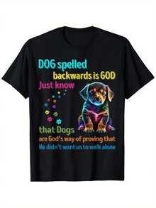 Camiseta de perro con texto invertido "Is God just know that Dogs", 100% algodón, impresión en un solo lado, camiseta negra de manga corta, regalo de Navidad y Año Nuevo para hombres, mujeres, familiares y amigos, tallas S-XXXL, 1 pieza, peso de la tela 180g - Negro - Ver 1