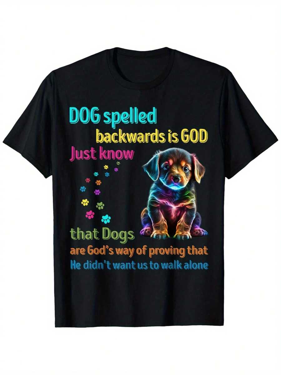 Camiseta de perro con texto invertido "Is God just know that Dogs", 100% algodón, impresión en un solo lado, camiseta negra de manga corta, regalo de Navidad y Año Nuevo para hombres, mujeres, familiares y amigos, tallas S-XXXL, 1 pieza, peso de la tela 180g - Negro - Ver 1
