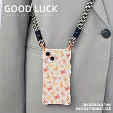 Funda para teléfono (1 unidad). Correa cruzada para el hombro. Elegante correa de mano anticaídas en las cuatro esquinas. Funda protectora suave para colgar al cuello. Compatible con phone 11, 12, 13, 14, 15, 16 Pro y Pro Plus. Diseño moderno y elegante. - Colores mixtos 1 - Ver 2