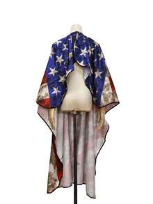 1pc Vintage Patterned Barber Gown, Salon/Hairdresser Styling Apron, Professional Size With Buttons, Unisex For Hairstylist,Back To School,Travel Holiday Essentials,Hair Accessories For Women - Multicolor - View 9