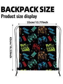 Kids' Fun Pattern Drawstring Bag - Teens Sport Gym Swim Travel Work Hiking Daypack Bag, Lightweight & Durable, Cute Designs Basketball,Game Print - Perfect For School, Sports, Travel, And Toy Storage
