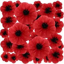 CZ WILLBOND 18 Pcs Artificial Red Poppy Flowers Large Poppies Fake Flowers For Wicked Birthday Veterans Day Carnival Back To School Party Backdrop Poppy  1439 - RedAndBlack - View 1