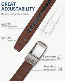 BOSTANTEN Belt Men Leather Reversible Belts Men 1 3/8 Casual Dress Pants, Two-In-One Belt - 001-復古棕色 - 查看 3