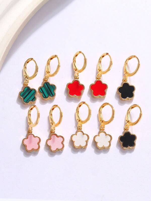 1 par de pendientes elegantes y versátiles con diseño minimalista de trébol de cuatro hojas de estilo retro y bohemio