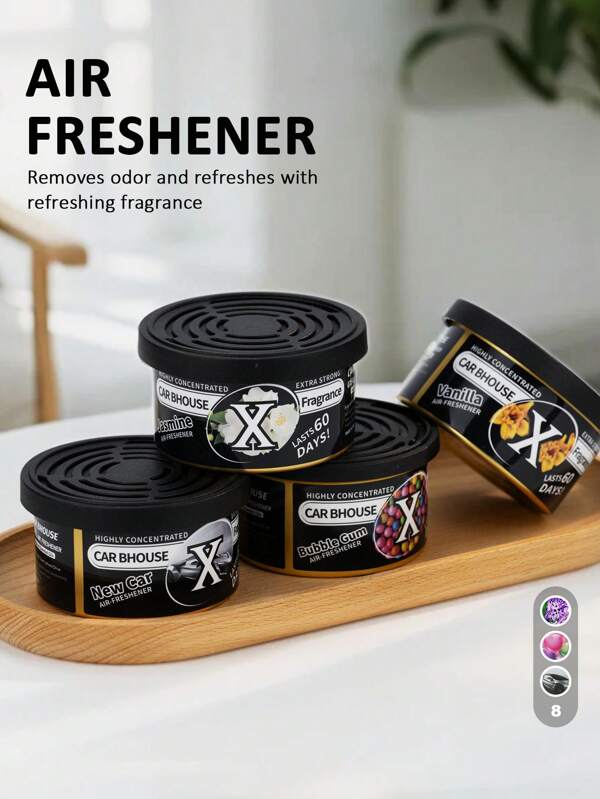 1 pezzo, Barattolo in alluminio nero Aromaterapia solida, Deodorante per ambiente all'aroma di frutta e fiori, Deodorante per la casa, Deodorante per auto, Deodorante per bagno, Deodorante per animali domestici per casa, Adatto per decorazione domestica, auto, ufficio, bagno, camera da letto, bagno, ripostiglio, stanza degli animali domestici, hotel, con profumi di gelsomino, ghiaccio nero, auto nuova, vaniglia, gomma da masticare, lavanda, pesca.