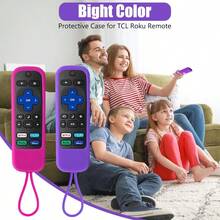 2 Pack Case For Roku Express Streaming Stick Premiere Silicone Remote Cover For  Hisense Roku TV Remote Sleeve Skin Smart TV Remote Control Replacement Cover Case Purple And Rose - 紫色+玫瑰色 - 查看 4