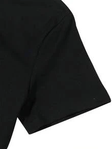 Music Universal Language Print T-Shirt Comfortable Breathable For Casual Wear - Black - View 4