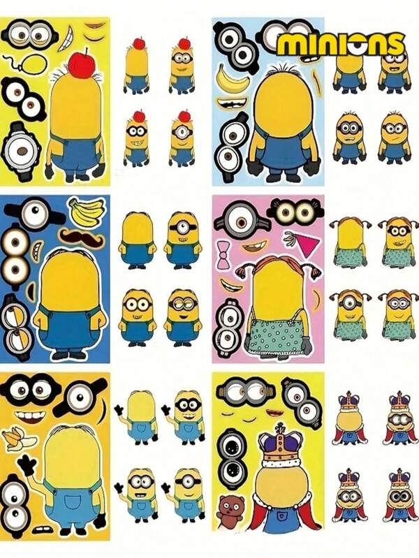 Minions 6 قطع ملصقات بتصميم الميньون مناسبة لحفلات الأعياد والختم وأشغال اليدوية DIY، وتستخدم على الكمبيوتر والحقائب والطاولات والدفاتر.