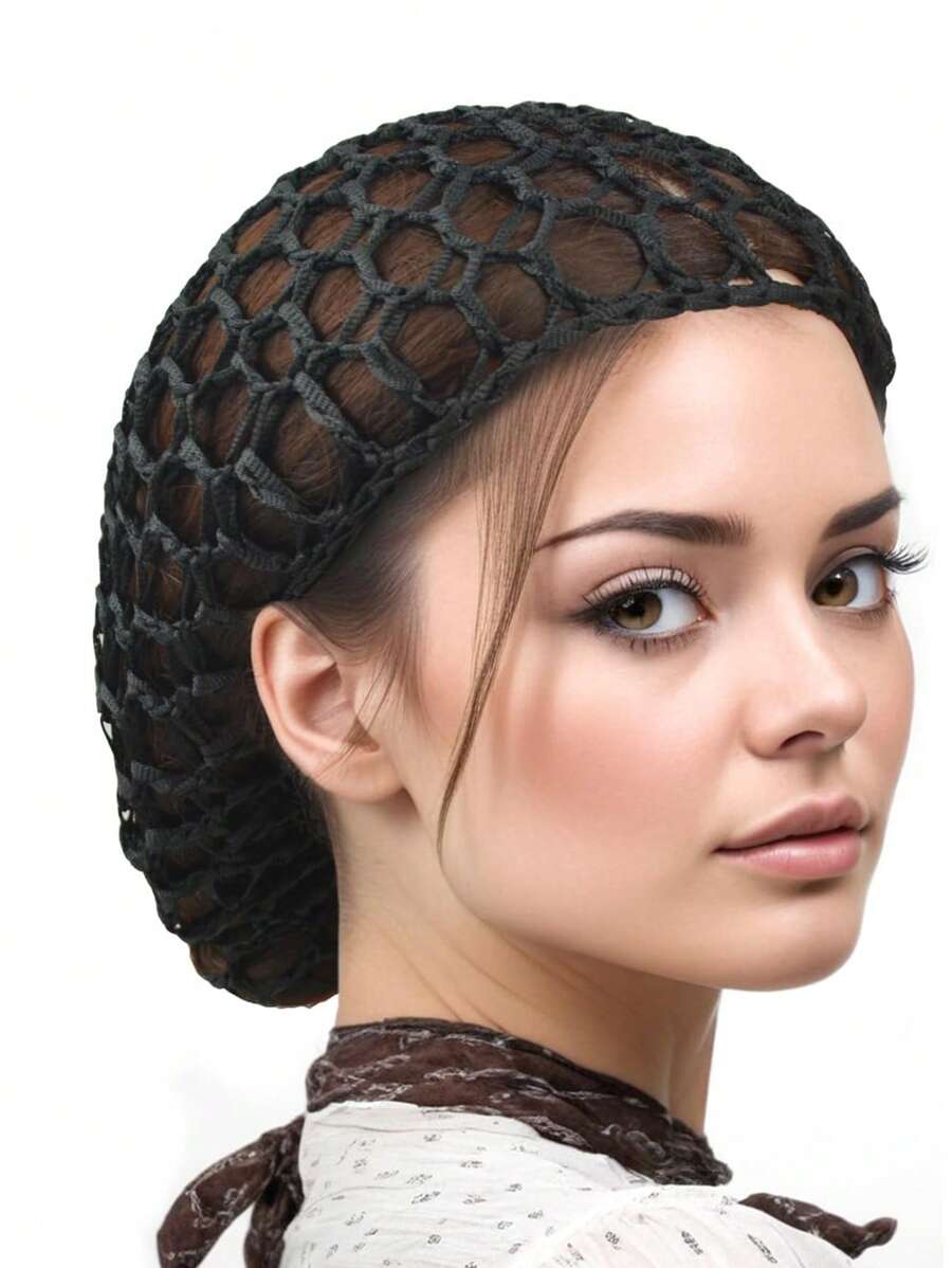 3/2/1 PC Black Hair Nets Cap Mesh Crochet Hair Net, Rayon Knit Snood Mesh Wig Caps, For Women Students Sleeping Hairnet, Christmas, Thanksgiving, Fall Winter Hair Accessories, For Daily Back To School Use Green Black Purple Blue Pink Mix Colors