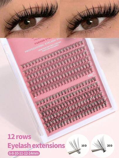 Ouye3 280 racimos de pestañas postizas de visón artificial, con rollos en C talla grande largos y diferentes longitudes de pestañas postizas DIY personales, pestañas naturales y suaves hechas a mano para uso diario, pestañas de dibujos animados para viajes, regalos para mujeres y niñas