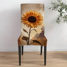 1pc/2pcs/4pcs/6pcs Creative Multi-Color Sunflower Print Home Decorative Chair Cover, Full Coverage High Stretch Slipcover, Dirt-Resistant And Anti-Fouling Chair Protector For Home, Seasonal Decor