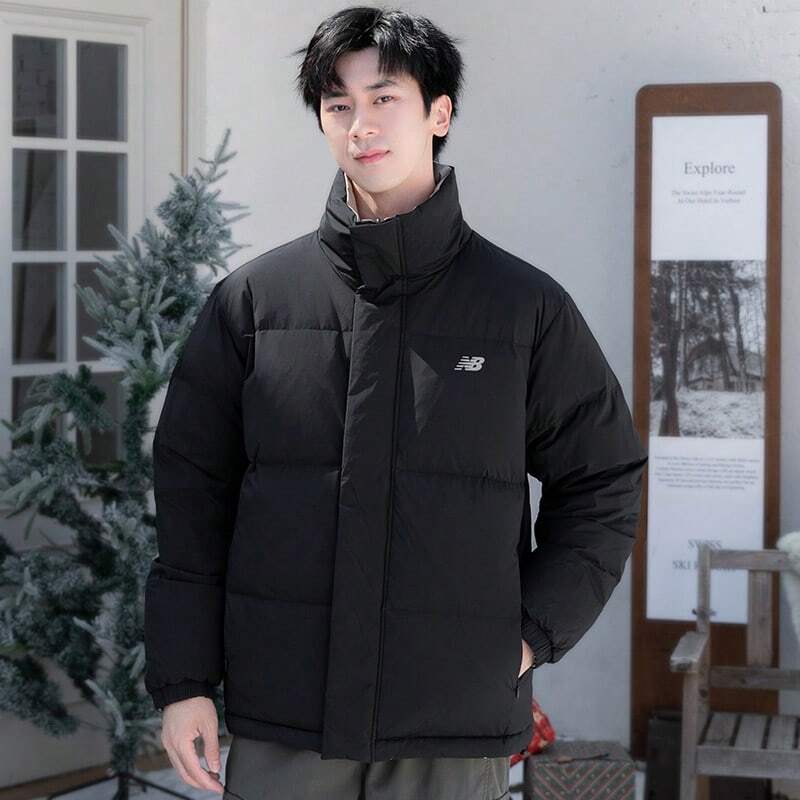 New Balance 男士户外运动休闲保暖防风双面立领夹克 AMJ44301BK - 黑色 - 查看 1