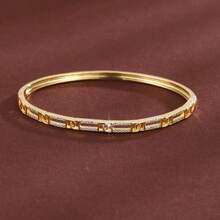 1pc Minimalist Hollow Letter D Shaped Chain Design Cubic Zirconia Inlaid Women Bracelet - Multicolor - View 5