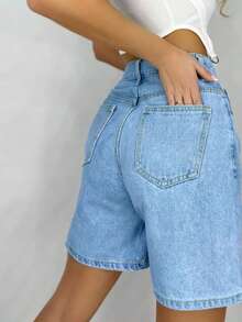 女士休闲水洗百慕大牛仔短裤