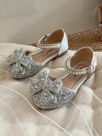 Zapatos de princesa de cristal para niños, primavera 2025, zapatos de vestir de moda con suela blanda para niñas