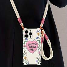 Funda para teléfono (1 unidad). Disponible en varios colores y con estampado de corazones. Compatible con los modelos 12, 13, 14, 15 y 16 Pro y Pro Plus. Funda para teléfono con correa ajustable en las cuatro esquinas y diseño anticaídas. - Blanco - Ver 1