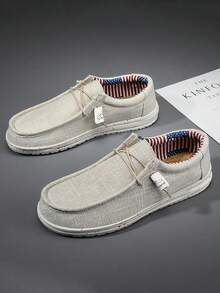 男士休闲亚麻透气一脚蹬鞋，舒适轻便百搭乐福鞋，复古时尚秋季 - 彩色 - 查看 8