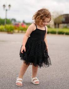 2025Toddler Girls Tulle Dress Rainbow Tutu Birthday Princess Dresses Formal Photo Shoot Outfit Summer Clothes 2-6T'Sprout Style' - 黑色 - 查看 6