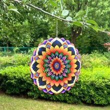 1 pieza Molino de viento clásico giratorio en 3D de metal: Decoración colgante de mandala para interiores y exteriores, ideal para reuniones festivas, fiestas temáticas, cumpleaños, regalos