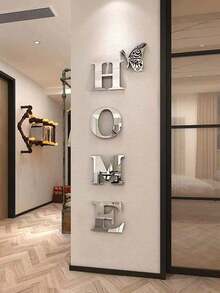 Pegatina de pared de espejo acrílico 3D "HOME" para decoración - Multicolor - Ver 4