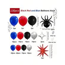 Spider Balloon Arch Garland Kit - 130Pcs Spider Theme Birthday Decorations Royal Blue Black Red Silver Spider Arch Kit For Man BabyShower Super Spider Hero Theme Party Decorations - 彩色 - 查看 9