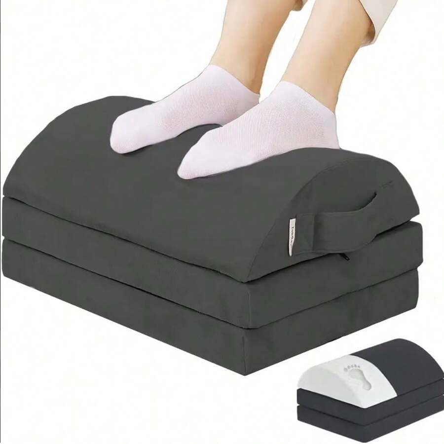 Foot Rest For Under Desk With Adjust Heights- Memory Foam Foot Stool - Back, Lumbar - Perfect For Office, Home, Working And Gaming Use - Black - View 1