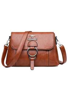 Damen Schultertasche aus PU in Unifarbe mit verstellbarem Trageriemen