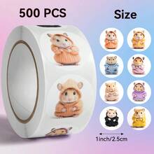500pcs Cute Hamster Family Series Stickers, Size 2.5cm/1.0inch. Food Packaging Bag Sealing Labels, Kitchen Supplies Decorative Labels. For Kids & Teens, Cute Stickers, Notebook Stickers, DIY Stickers, Vinyl Sticker Scrapbook, Round. Suitable For Laptop, Packaging Bag Seals, Phone, Computer, Guitar, Water Bottle, Scrapbook, Gifts, Memo Pad. Children's Stationery. Diary, Bumper, Skateboard, Cartoon - Multicolor - View 3