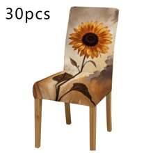 1pc/2pcs/4pcs/6pcs Creative Multi-Color Sunflower Print Home Decorative Chair Cover, Full Coverage High Stretch Slipcover, Dirt-Resistant And Anti-Fouling Chair Protector For Home, Seasonal Decor