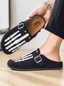 Men's Slippers 2025 New Summer Slip-On Open Toe Slippers, Men's Backless Adjustable Strap Faux Leather Slides, Premium Suede Leather Wood Look Sandals, Classic Casual Outdoor Streetwear Fashion Clogs Men's Beach Sports