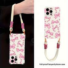 Funda para phone (1 unidad): moderna correa cruzada con diseño de pulsera anticaídas en las cuatro esquinas. La funda protectora para teléfono es suave y se puede colgar en la nuca. Es compatible con las series 12, 13, 14, 15, 16 Pro y Pro Plus. Es elegante. - Blanco - Ver 3