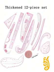 Juego de reglas, regla de costura, regla de diseño de prendas, regla de corte para diseñadores, regla curva, regla de botones, regla de arco, regla flexible, regla para hacer patrones - Multicolor - Ver 21