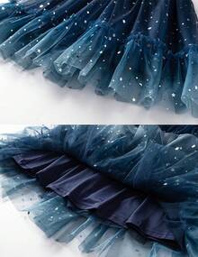 2025Toddler Girls Tulle Dress Rainbow Tutu Birthday Princess Dresses Formal Photo Shoot Outfit Summer Clothes 2-6T'Sprout Style' - 海軍藍 - 亮片薄紗 - 查看 6
