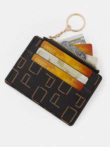 Letter Print Thin Card Holder, Portable Small Card Wallet, Coin Purse, Key Ring Card Sleeve - Multicolor - View 4