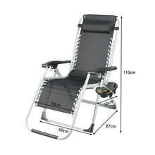 178*66*95cm Camping Chair, Portable Deck Chair, Foldable And Adjustable Armchair, Reclining Outdoor Sun Loungers, Relaxing Chairs For Patios, Terraces, Gardens, Camping - 黑色 - 查看 5