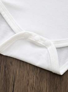 3Pcs/Set Baby Girl Cute Knit Scoop Neck Drop Shoulder Long Sleeve Bodysuit, Pinafore Dress, And Bow Embroidered Vest With Headband - Multicolor - View 9