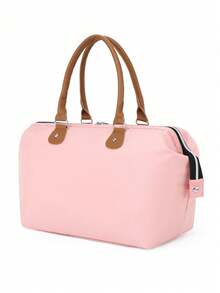 3pcs Tote Handbag With Shoulder Strap, Wet & Dry Separation Bottle Compartment, Travel Diaper Bag For Moms - Baby Pink - View 5