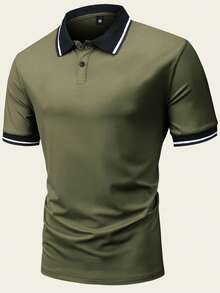 3pcs Set Short Sleeve Polo Shirts, Men's Slim-Fit Summer Lightweight Polo Tees In Contrasting Colors, Vintage/Classic Style For Casual, Sports, Holiday Outfits - Multicolor - View 3