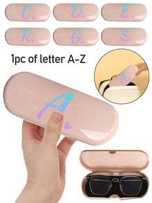 1pc Cream-Color Solid Eyeglasses Case, New Minimalist Design, Portable, Waterproof & Dustproof (Small, Plastic Material) Letter Eyewear Hard Case