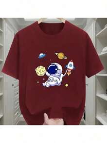 Camiseta Masculina Basico Astronauta Gola Redonda Blusa Modelo Importado