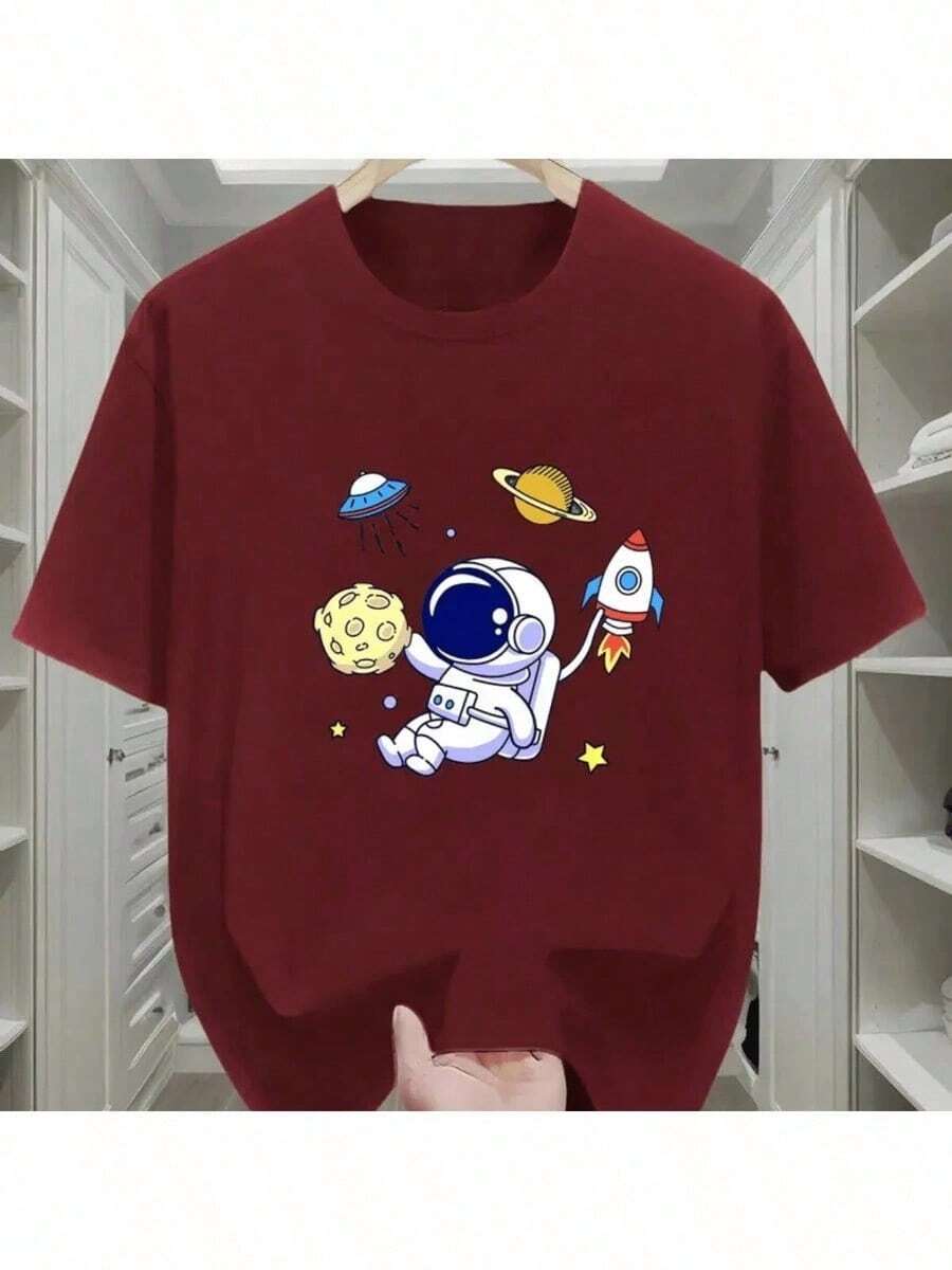 Camiseta Masculina Basico Astronauta Gola Redonda Blusa Modelo Importado