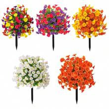 NKEN Ghirlandă Real Touch Morning Glory - Flori artificiale rezistente la UV cu frunze de eucalipt și țăruș de pământ, decor de primăvară pentru nuntă/verandă/balcon (1 buc.)