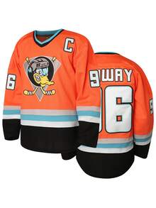 96 冰球球衣缝制橙色冰球球衣缝制涤纶长袖衬衫，适合球队训练和日常休闲穿着