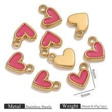 1/5 Stück 304 Edelstahl 18k Vergoldete Emaille-Öltropfen Herz Anhänger, Edelstahl-Charms für Damen, zum Selbermachen von Armbändern, Halsketten und DIY-Schmuckzubehör-Anhängern