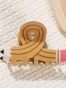 Hair Clips 1pc, Personalized Twisted Pencil Gripper Creative Design Cartoon Cute Hairpin Ponytail Clip Hair Claw School Season Gift Hair Accessories Elegant Claw Clips, School Stuff, College Autumn Accessories Fall Winter For Vacation Outfits Woman